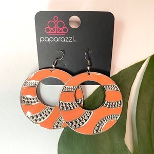 Orange & Silver Circle Earrings